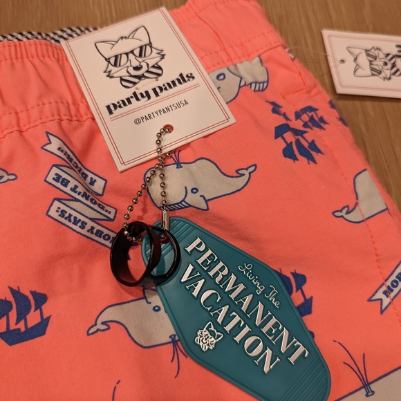 Neon Coral Whale Print Swim Shorts - Picture 9 of 10